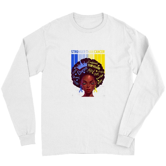 Black Women Queen Stronger Than Down Syndromes Blue Yellow Long Sleeves