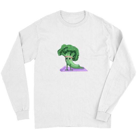 Namaste Yoga Cute Broccoli Yoga Pose Funny Yogi Broccoli Lover Meditation Long Sleeves
