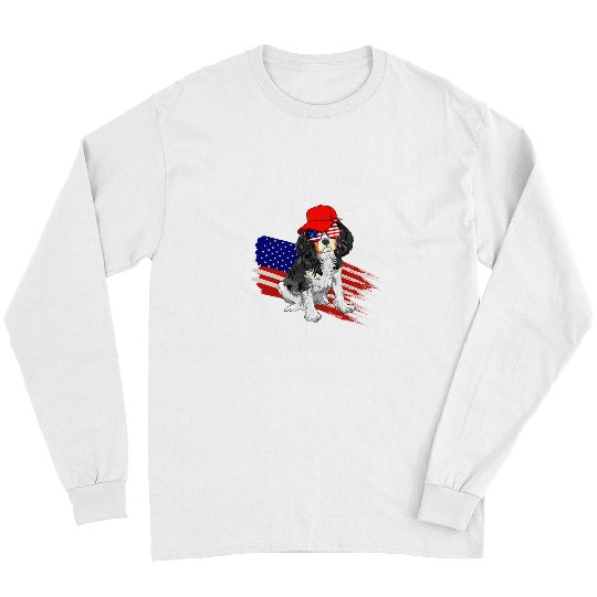 Cavalier King Charles Spaniel American Funny 4th Of July Long Sleeves