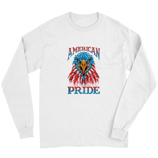 American Flag Eagle Freedom Art Dripping Paint July 4th Gift Long Sleeves