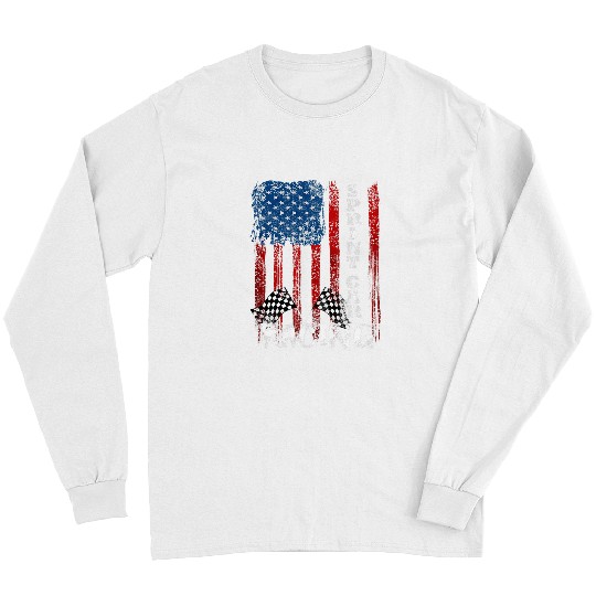4th Of July American Flag Race Lovers Sprint Car Racing Long Sleeves