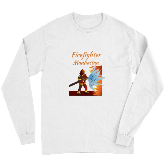Firefighter Manhattan Art NYC Borough Long Sleeves