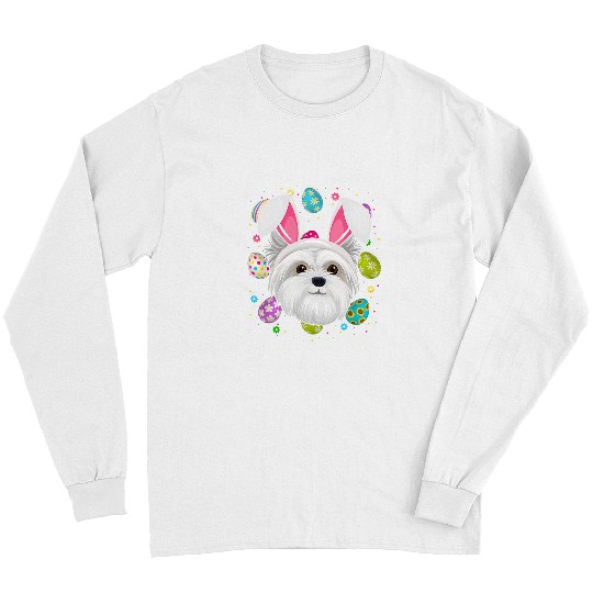 Dog Maltese Easter Egg Lover Bunny Ear Maltese Dog Face Easter Sunday Long Sleeves