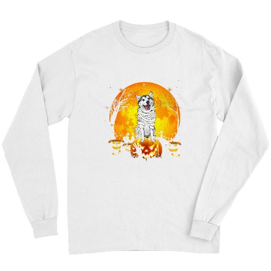 Dog Husky Halloween s for Boys Kids Husky Dog Mummy Pumpkin 441 Long Sleeves