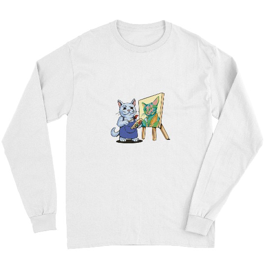 Funny Cat Artist I Art Teacher Painter Kitty Painting Cat Long Sleeves