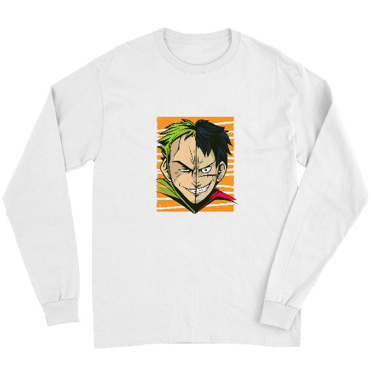 Anime Split Face Otaku Japanese Good and Evil Art Gift Long Sleeves