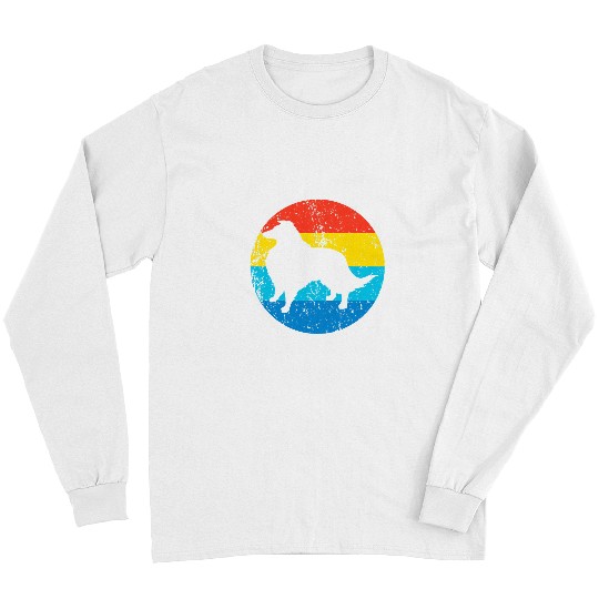 Dog Shetland Sheepdog Dog Breed Silhouette Retro 1970s Circle Long Sleeves