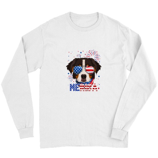 Bernese Mountain Merica Sunglasses 4th of July American Flag Long Sleeves
