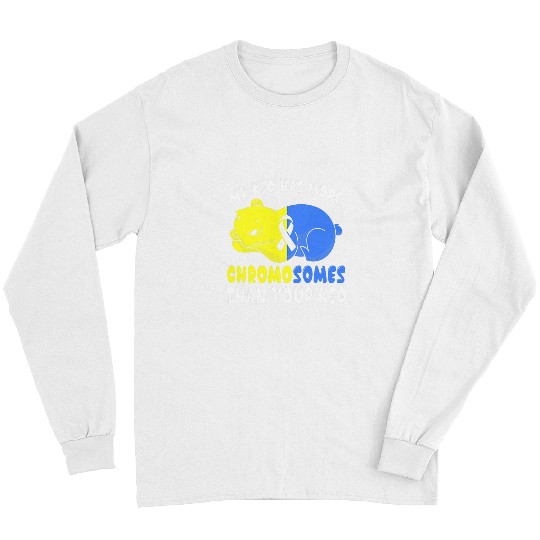 Blue Yellow Ribbon Animal Cute Bear Down Syndromes Awareness Long Sleeves