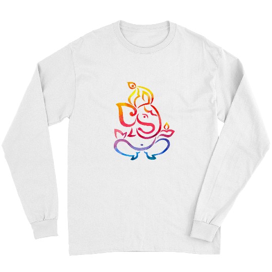 Namaste Yoga Rainbow Ganesh God Diwali Ganapati Vinayaka Ganesha Yoga Meditation Long Sleeves