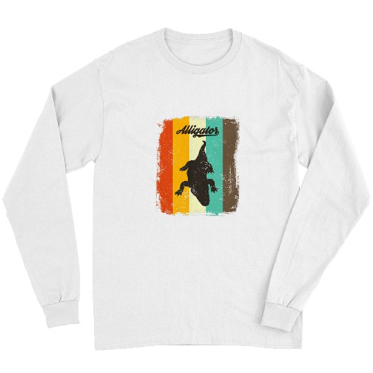 Alligator Retro 70s vintages Reptile Lover Art Long Sleeves