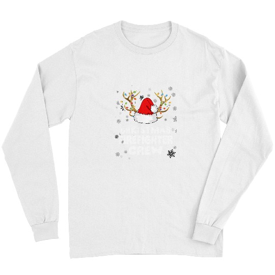 Christian christmas firefighter crew santa hat reindeer merry xmass 460 God Jesus Christ Long Sleeves