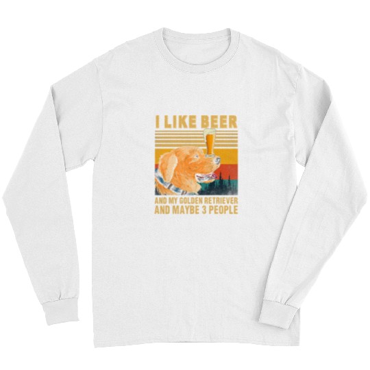 Goldie Beer Golden Retriever 3 People Funny Drinking Dog Lover 697 Golden Retriever Dog Long Sleeves