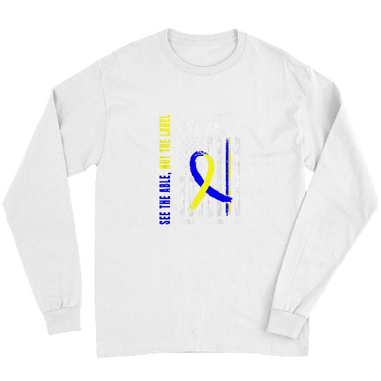 Aunt Down Syndromes Awareness American Flag Graphic on Back Long Sleeves