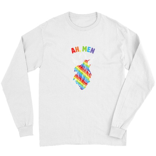 Christian Jesus Christ Christian Ah men funny lgbt gay pride jesus rainbow flag god prayer Bible Verse Christ Long Sleeves