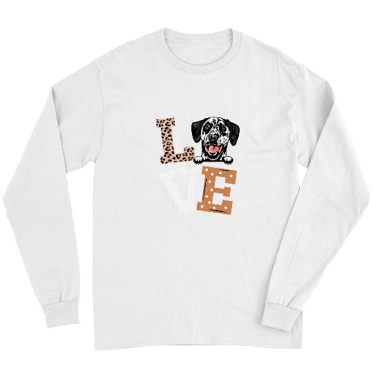 Dalmatian I Love My Funny Dalmatian Lovers Leopard Print Dalmatians Dog Long Sleeves