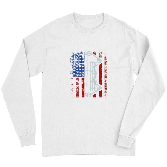 American Flag Archery Gift Print Patriotic Archer Long Sleeves
