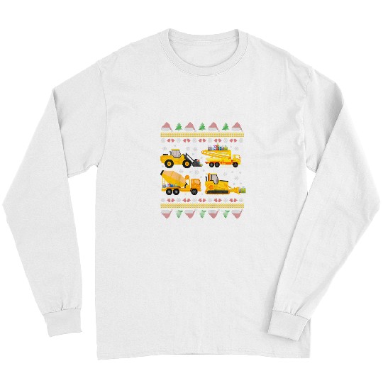 Kids Construction Worker Gifts Funny Ugly Christmas Vehicles Long Sleeves