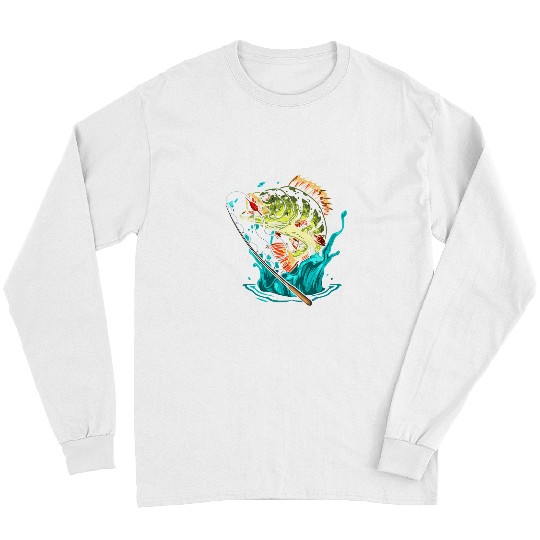 Fishing Graphic Large Mouth Bass Fish Bass Fisherman Fisher Long Sleeves