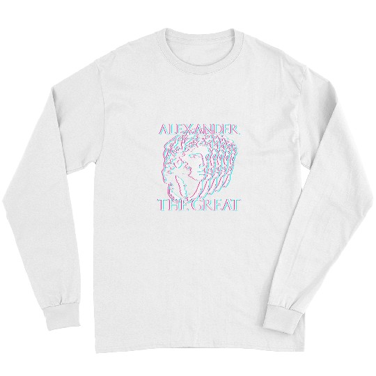Art Glitch Vaporwave Greek Alexander The Great Greece Nerd Long Sleeves