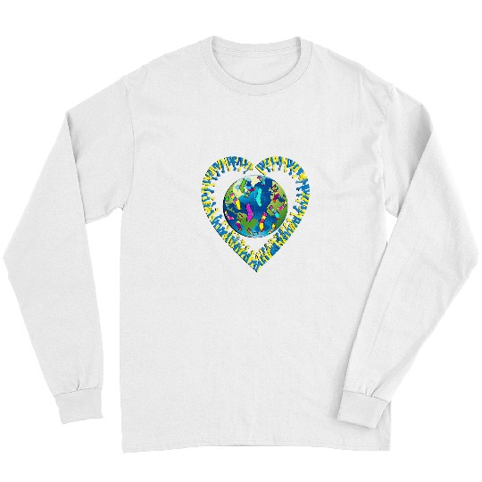 Awareness Blue Yellow Design World Down Syndromes Day Long Sleeves