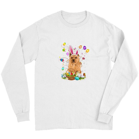Norwich Terrier Dog Easter Egg Hunting Basket Easter Day Long Sleeves
