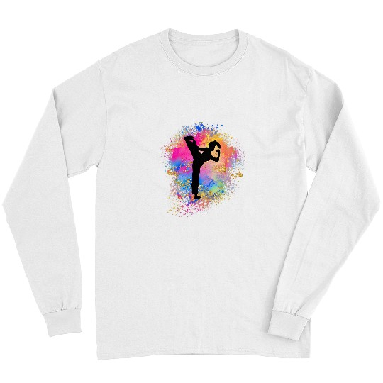 Girls Rainbow Karate Female Judo Silhouette Taekwondo Long Sleeves
