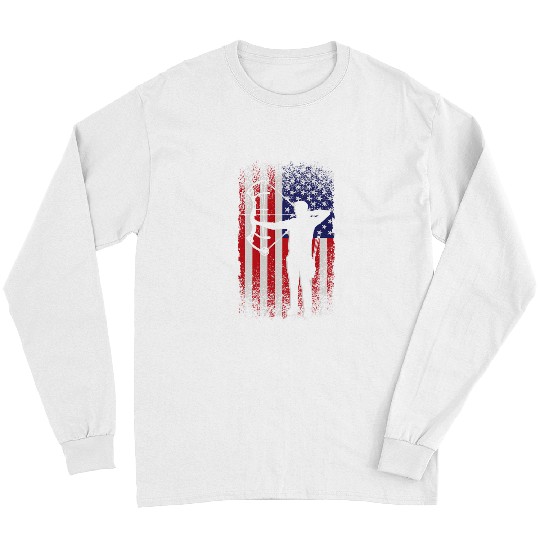 Archery bow sport vintages art USA flag archeries gifts Long Sleeves