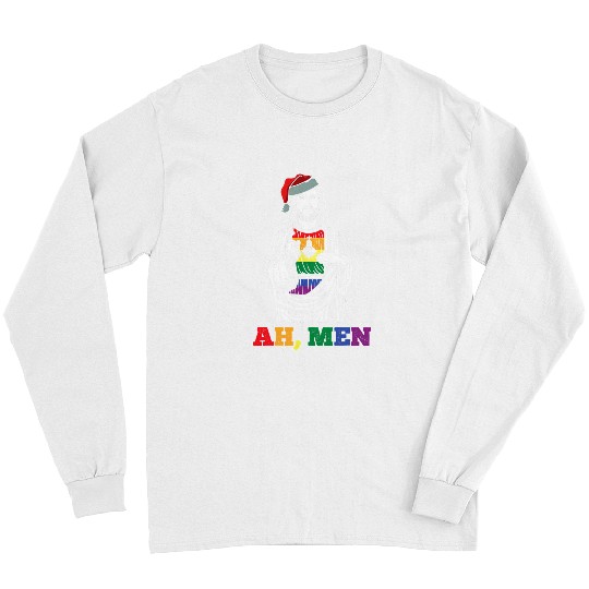 Christian Ah Men Christmas Funny LGBTQ Pride xmass Jesus Gay Christian 365 Bibble Jesus Christ Long Sleeves