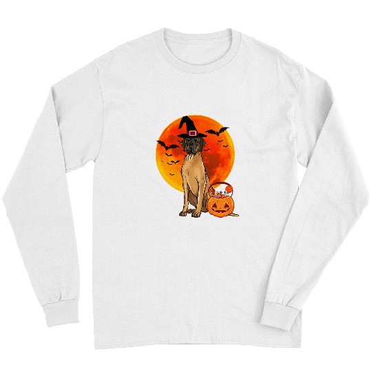 Dog Great Dane Halloween Brown Great Dane Jack O Lantern Pumpkin Long Sleeves
