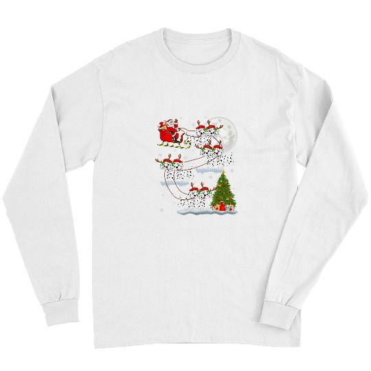 Funny Dalmatian xmass Lighting Tree Santa Riding Dalmatian Christmas 18 Dog Lover Dalmatians Dog Long Sleeves