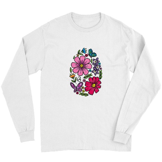 Easter Egg Women Flower Butterfly Floral Long Sleeves