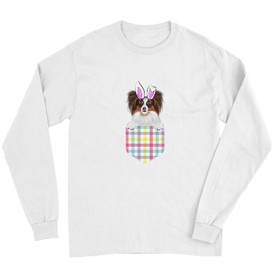 Dog Papillon Easter Plaid Papillon Bunny Dog In Pocket 116 Long Sleeves