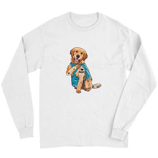 Funny Goldie Dog Tattoo I Love Mom Golden Lover 7 Golden Retriever Dog Long Sleeves