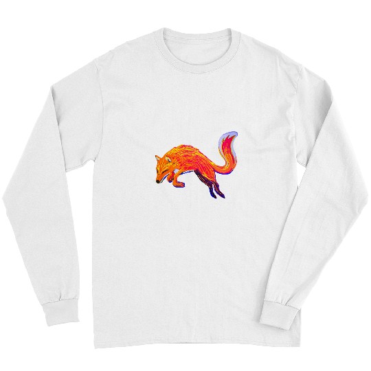 Fox Jumping Paint Marker Illustration Energetic Original Art Long Sleeves