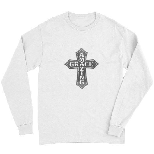 Christian Jesus Christ Christian Amazing Grace Crucifix prayer Bible Verse Christ Long Sleeves