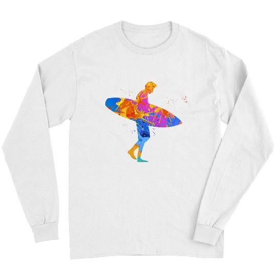 Surf Life Funny Colorful Surfing Design Surfer Surfboard Graphic 2 Long Sleeves