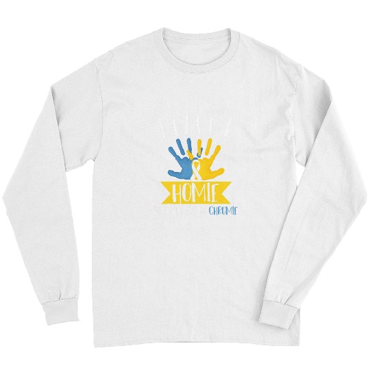 Hands Blue Yellow Ribbon T21 Homie Down Syndromes Awareness Long Sleeves