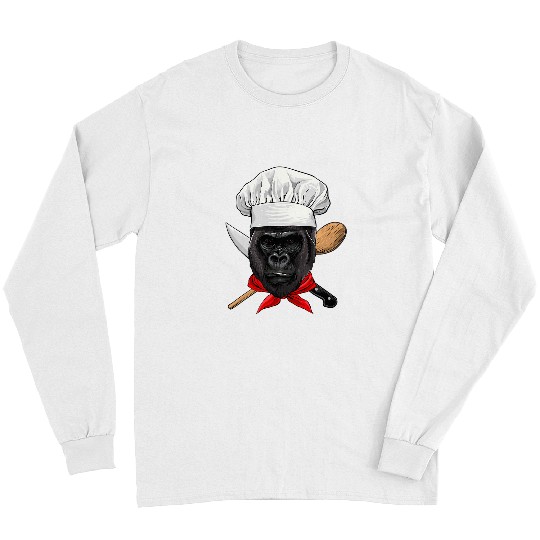 Gorilla Chef Great Ape Gorilla Primate Animal Cooking Lover 487 Long Sleeves