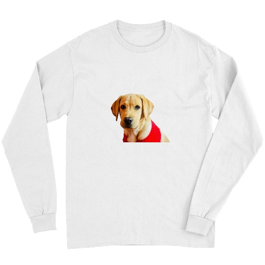 Funny Labrador Lab Dog Yellow Lab Dog Red Sweater Christmas Labrador Retriever Long Sleeves