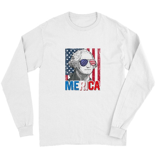 George Washington 4th Of July Merica Men Women American Flag Long Sleeves