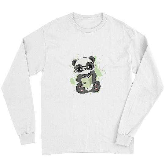 Funny Bear Panda Reading Book And Bear Cub Writers Authors Librarian Cute Bears Long Sleeves