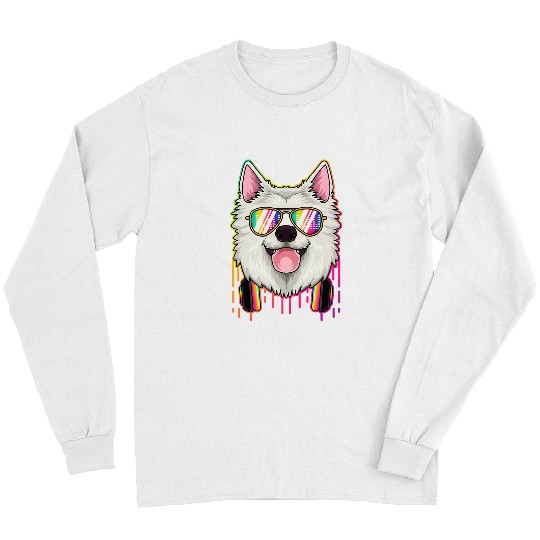 Music American Eskimo Dj With Headphones Musical Dog Lovers 296 Long Sleeves