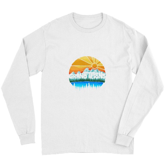 Grand Tetons National Park vintages Style Illustration Long Sleeves