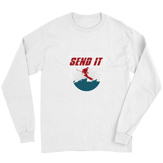 Skiing Ski Send It T Men Women Kids Skiing Snowboarding Tee Gift 1 Long Sleeves