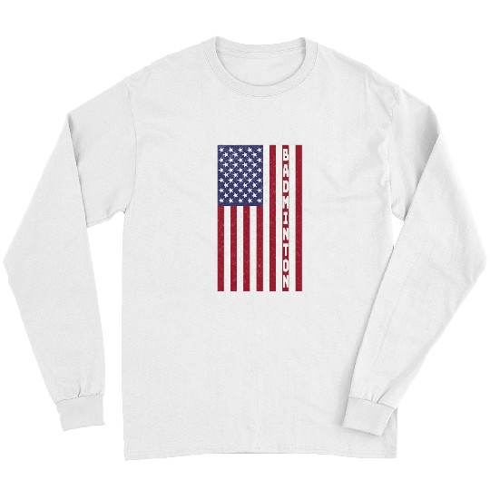 Patriotic Badminton American Flag Design Halftone Graphic Long Sleeves