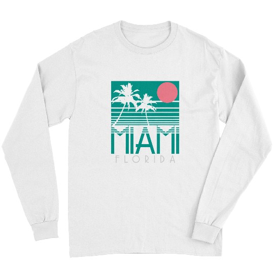 Surf Life Miami Florida vintages Retro Palm Trees Beach Summer Surf Long Sleeves