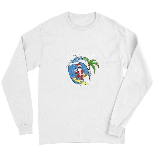 Surf Life Mele Kalikimaka Christmas Surf Design Santa Surfing Long Sleeves