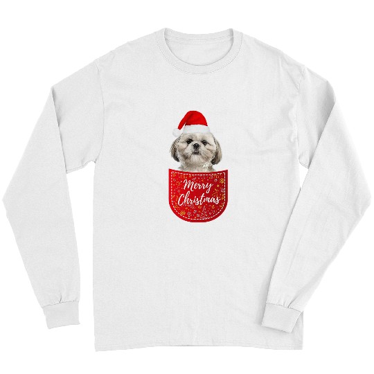 Shih Tzu Christmas Dog In Your Pocket Long Sleeves