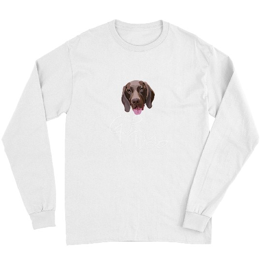 GSP DAD Dog with tongue funny illustration for bird dogs Long Sleeves